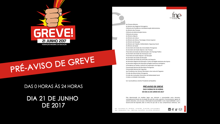 Pré-aviso de Greve - 21 junho 2017