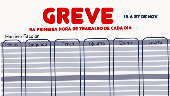 Greve na primeira hora de trabalho de cada dia e concentração de professores a 15 de Novembro