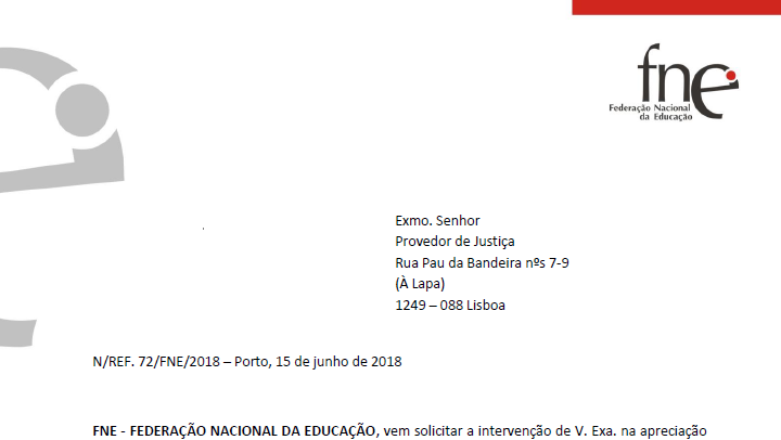 Ofício enviado ao Provedor de Justiça