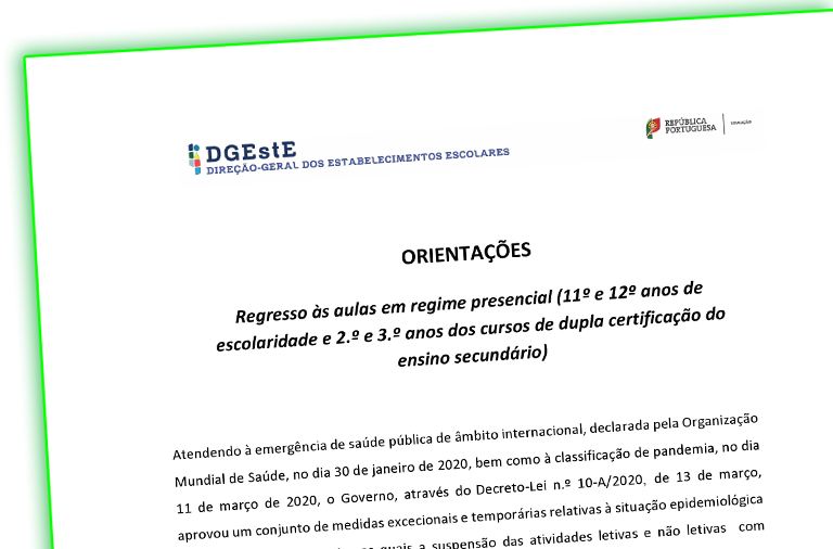 Regresso às aulas em regime presencial (11º e 12º anos de escolaridade e 2.º e 3.º anos dos cursos de dupla certificação do ensino secundário)