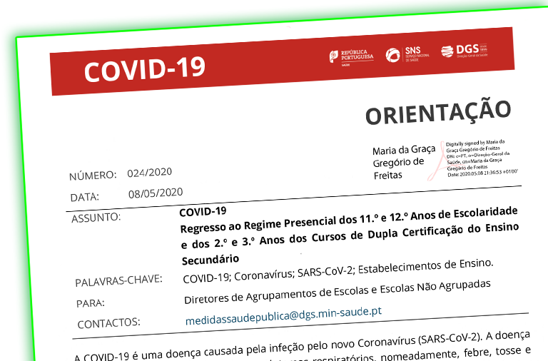 COVID-19 | Regresso ao Regime Presencial dos 11.º e 12.º Anos de Escolaridade e dos 2.º e 3.º Anos dos Cursos de Dupla Certificação do Ensino Secundário