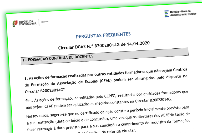 Informações sobre formação contínua e avaliação de desempenho