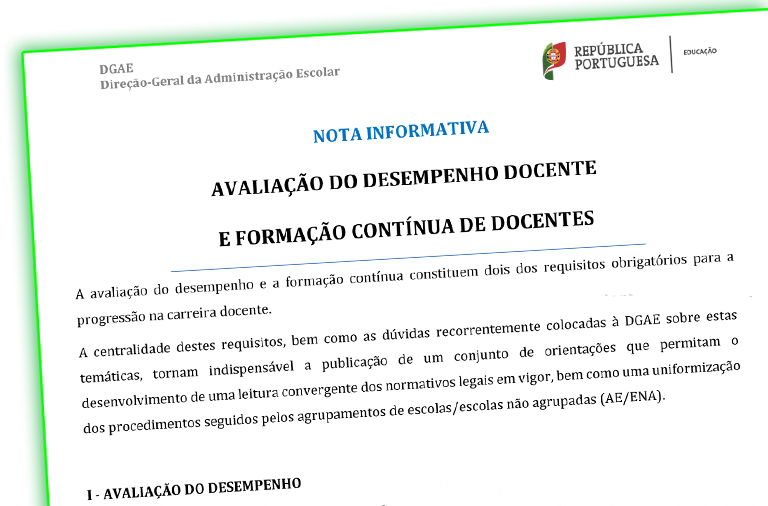 Nota Informativa – Avaliação do Desempenho Docente e Formação Contínua de Docentes